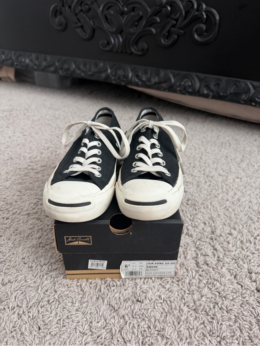 Converse Jack Purcell  Black and White Low-Top Canvas Sneakers